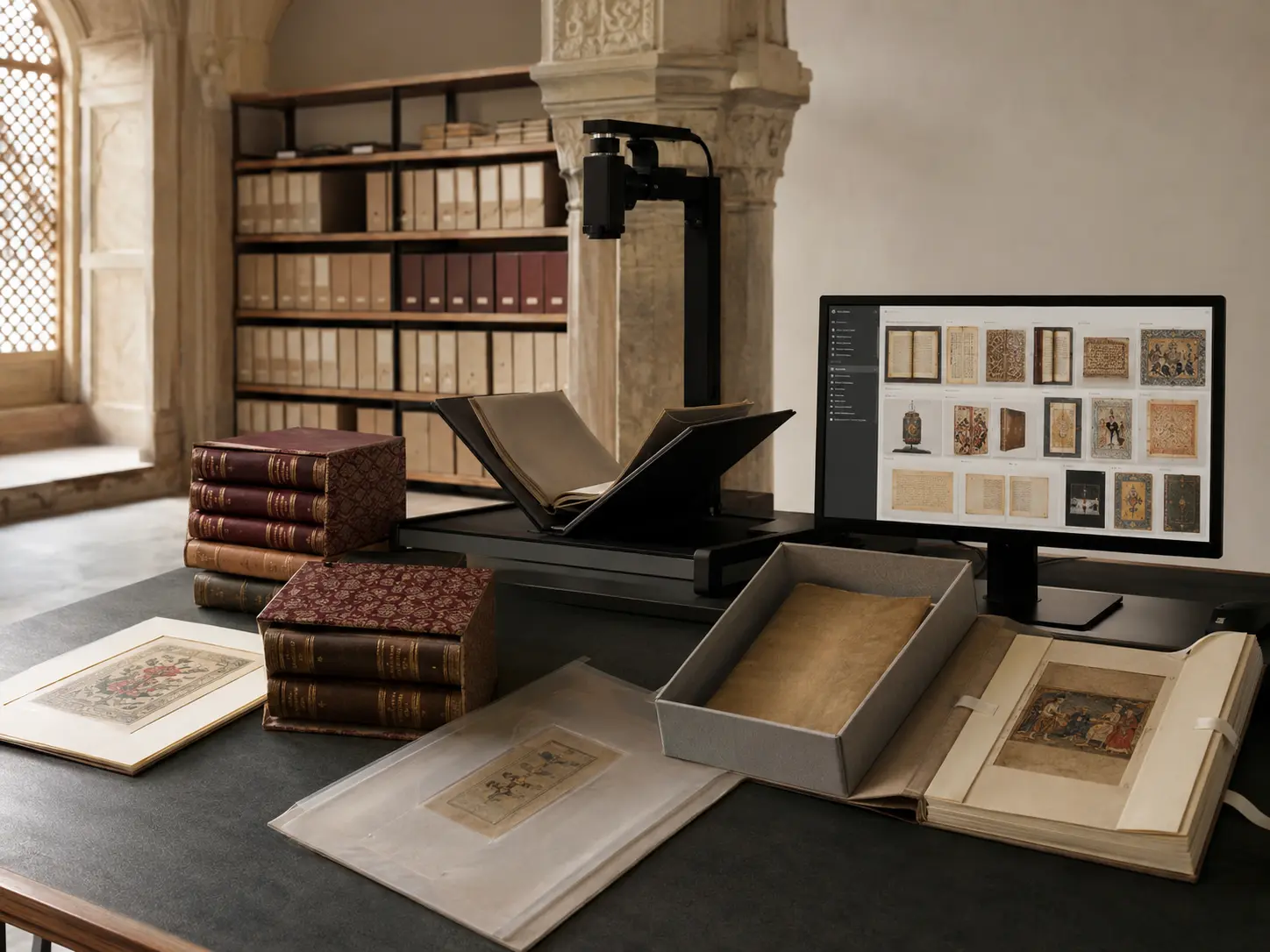Historical volumes and archive collections handled for preservation-led digitisation